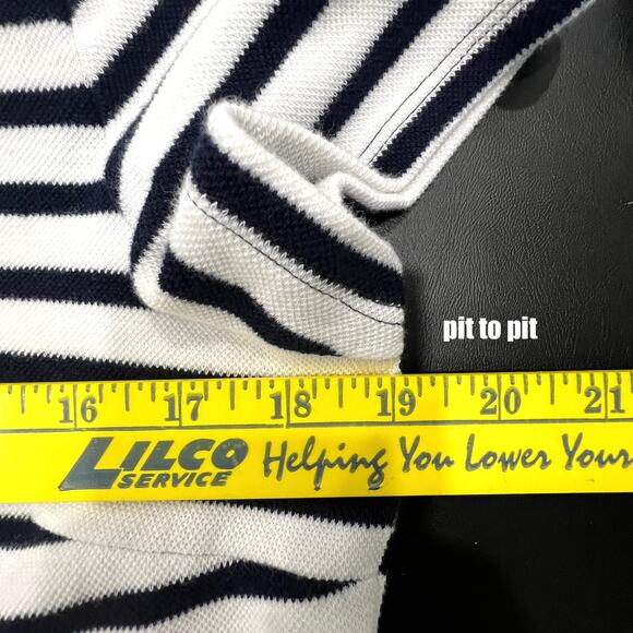 Talbot's Dress Women's LP Striped Sheath‎ Shift Navy & White Lace Trim Nautical - Picture 7 of 8